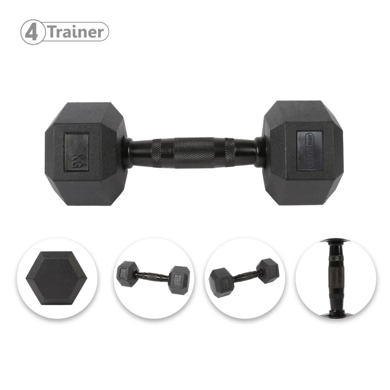 HALTÈRE HEXAGONAL - à L'unité - BL4CK - 4Trainer 5 HALTÈRE HEXAGONAL - à L'unité - BL4CK - 4Trainer - Image 5